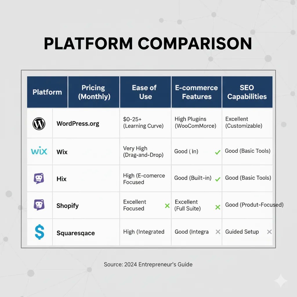 website builder comparison table for small businesses LATAM Asia