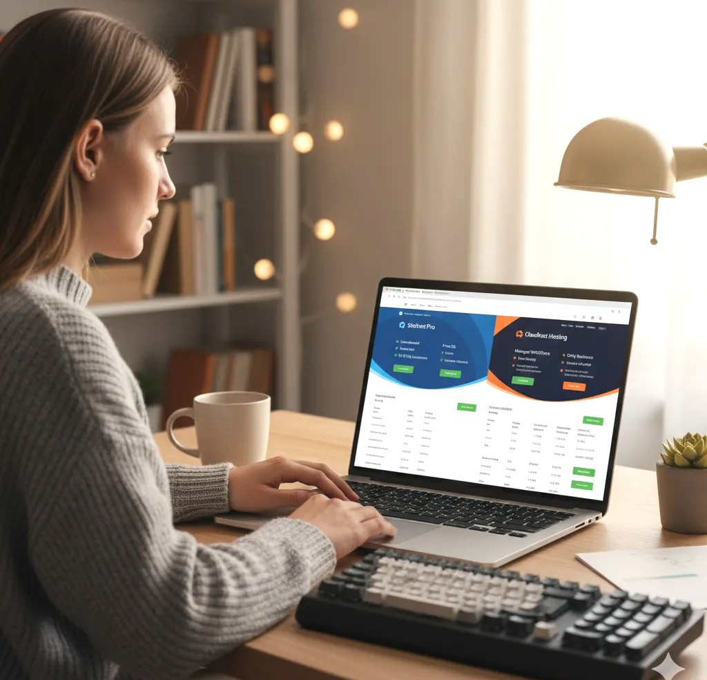 Beginner comparing cloud hosting vs shared hosting for their first website